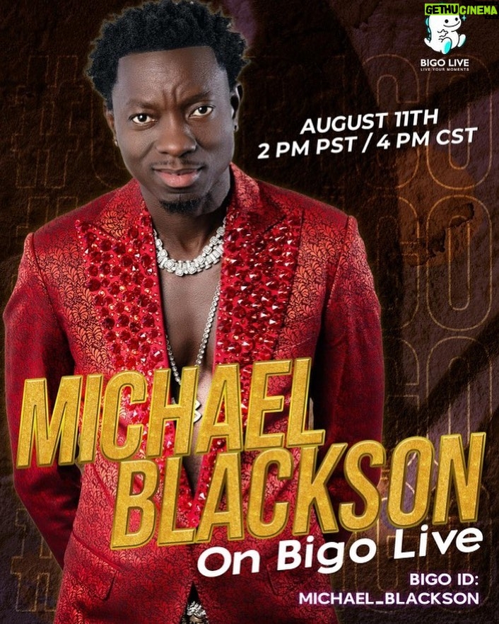 Michael Blackson Instagram - 🇬🇭 **Join Michael Blackson on BIGO Live!** 🇬🇭 And win a trip to GHANA🇬🇭 Hey, MODASUCKAS “ The “African King of Comedy”Michael Blackson, is going live on BIGO at 4 PM CST today, and you don't want to miss out! 😄 Join him for a fun-filled session that will have you laughing non-stop! To be a part of this exclusive experience, follow these simple steps: 1️⃣ Click the link in bio to download the BIGO app. 2️⃣ Install the app on your phone & create a free account. 3️⃣ Make sure to follow Michael_Blackson on BIGO to stay updated on his live sessions. But wait, there's more! Michael has a special giveaway for his amazing fans. 1 lucky fan will receive a trip to GHANA 🇬🇭 with Michael on November 5-November 16th 2023 To qualify for the giveaway, you must complete the following steps: 1️⃣ Click the link in Michael Blackson's bio to download and install the BIGO app. 2️⃣ Open the app and create a free account. 3️⃣ Follow Michael_Blackson on BIGO. 4️⃣ Come back to this post and leave a comment with your BIGO ID to show proof of your download and follow. Hurry up, Blackson Squad! The giveaway winners will be selected from the comments on this post/followers on his BIGO page…so make sure to complete all the steps before the live session begins. 🏆🎉 Get ready to laugh your heart out with Michael Blackson on BIGO Live! See you there! 🤣🎭🇬🇭 #MichaelBlackson #BIGO #LiveComedy #Giveaway #BIGOLIVE #triptoghana #JoinTheFun #GHANA