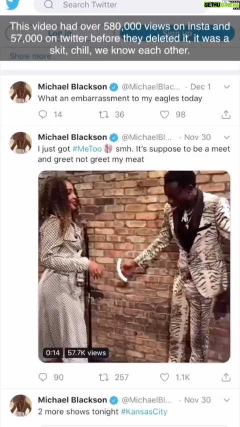 Michael Blackson - 57.2K Likes - TBT when I got sexually harassed by a fan. It was supposed to be a meet and greet NOT greet my meat smh