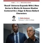 Michael Connelly Instagram - Big News! Amazon Studios Expands Bosch Universe With Two New Development Deals. Centered On J. Edgar & Renee Ballard Characters The first, the Untitled J. Edgar project, is a police drama following Harry Bosch’s former partner, Detective Jerry Edgar, who is tapped for an undercover FBI mission in Little Haiti, Miami. The second project, Untitled Renee Ballard centers around Detective Renee Ballard, who is tasked with running the LAPD’s new cold case division.