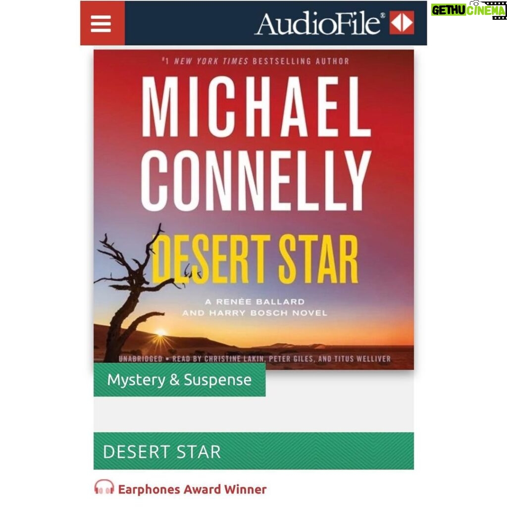 Michael Connelly Instagram - "a gift to fans with its engrossing plot and intriguing characters delivered by exceptional narrators." @tituswelliverofficial @yolakin AudioFile Review: DESERT STAR … #earphonesawardwinner @hachetteaudio @audiofilebehindthemicpodcast