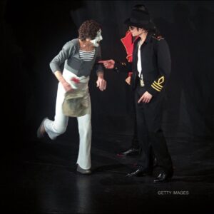 Michael Jackson Instagram - In 1997, Michael Jackson joined French comic and mime Marcel Marceau on stage for the unveiling of an MJ wax figure at the Museum Grevin in Paris, France. Michael told Jet Magazine that Marceau was an inspiration “I used to sneak in and sit in in the audience and watch how he would defy the laws of gravity, like he was stepping on air."