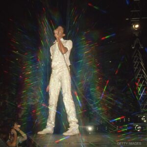 Michael Jackson Instagram - Michael Jackson’s shimmery suit helped photographer Lynn Goldsmith to create this prismatic effect around Michael, seen here performing on the Triumph Tour in 1981.