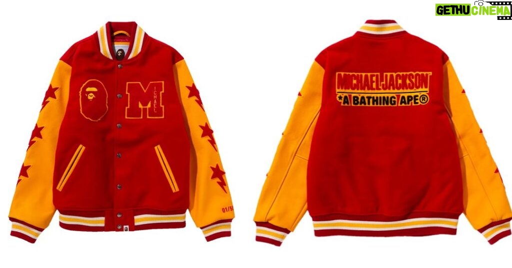 Michael Jackson Instagram - The letterman jacket Michael wore in his “Thriller” short film continues to be a part of popular culture. Now Japanese streetwear brand A Bathing Ape has a new collaboration with Michael Jackson that includes an extremely limited version of the jacket.