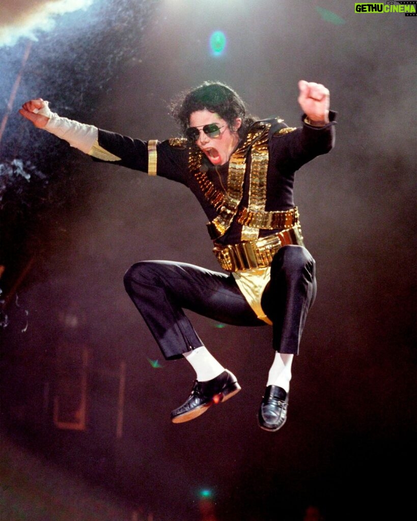 Michael Jackson Instagram - During the Dangerous Tour in 1992-93, Michael would make an entrance to the stage using a "toaster" effect which consisted of him being thrust up from below the stage via a rapidly rising catapult and launching him several feet above the stage from which he would land back on the stage and setting off pyrotechnics at the same time.