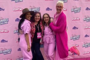 Michel Smith Boyd Instagram - Who has this much fun at work? The #barbiedreamschallenge crew, thats who! Countdown to tonight’s finale episode is on! See you tonight 8pm , @hgtv 💕🩷💕🩷💕