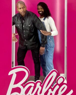 Michel Smith Boyd Instagram - Yes @barbie, I know your movie opens tonight (best marketing team ever) also, i can’t tell if there’s any love in that side eye🩷💕. 
.
#msbhowtoluxury @anthonyelle @barbiethemovie #barbie