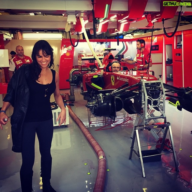 Michelle Rodriguez Instagram - Ferrari getting ready for qualification run get some... Abudahbi has a great set up...