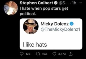 Micky Dolenz Instagram - This popped up in my Twitter feed yesterday;)
I do like hats👍 #mickydolenz #stephencolbert #twitterposts
