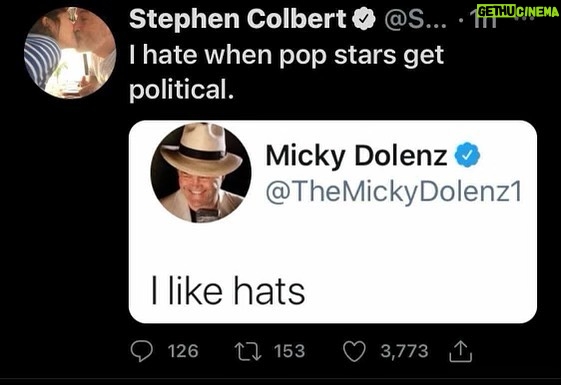 Micky Dolenz - 3.4K Likes - This popped up in my Twitter feed yesterday;)
I do like hats👍 #mickydolenz #stephencolbert #twitterposts