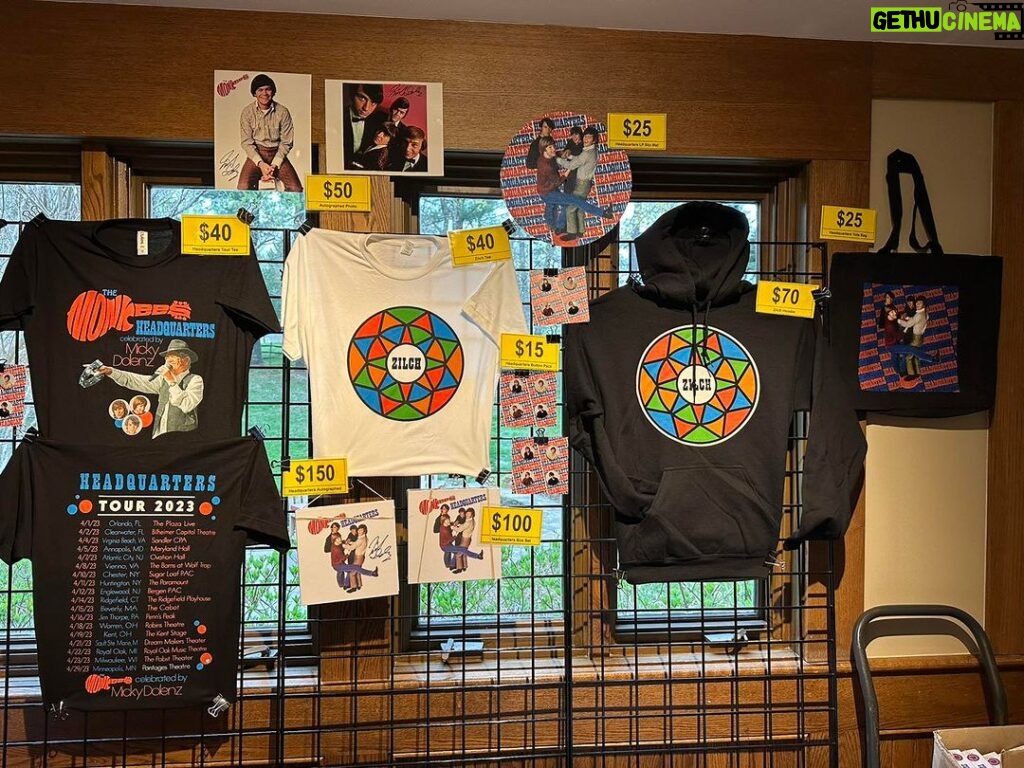Micky Dolenz Instagram - Here’s a photo of the updated merchandise selection now being sold on Micky’s Headquarters tour.