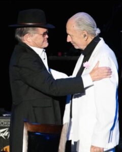 Micky Dolenz Instagram - I still can’t believe it’s been one year since that final performance with my partner Nez at The Greek Theatre in Los Angeles. He was gone less than a month later.. Still haven’t fully processed it. Miss ya Nez! #MichaelNesmith @greek_theatre #mickydolenz #michaelnesmith @videoranchofficial #themonkees