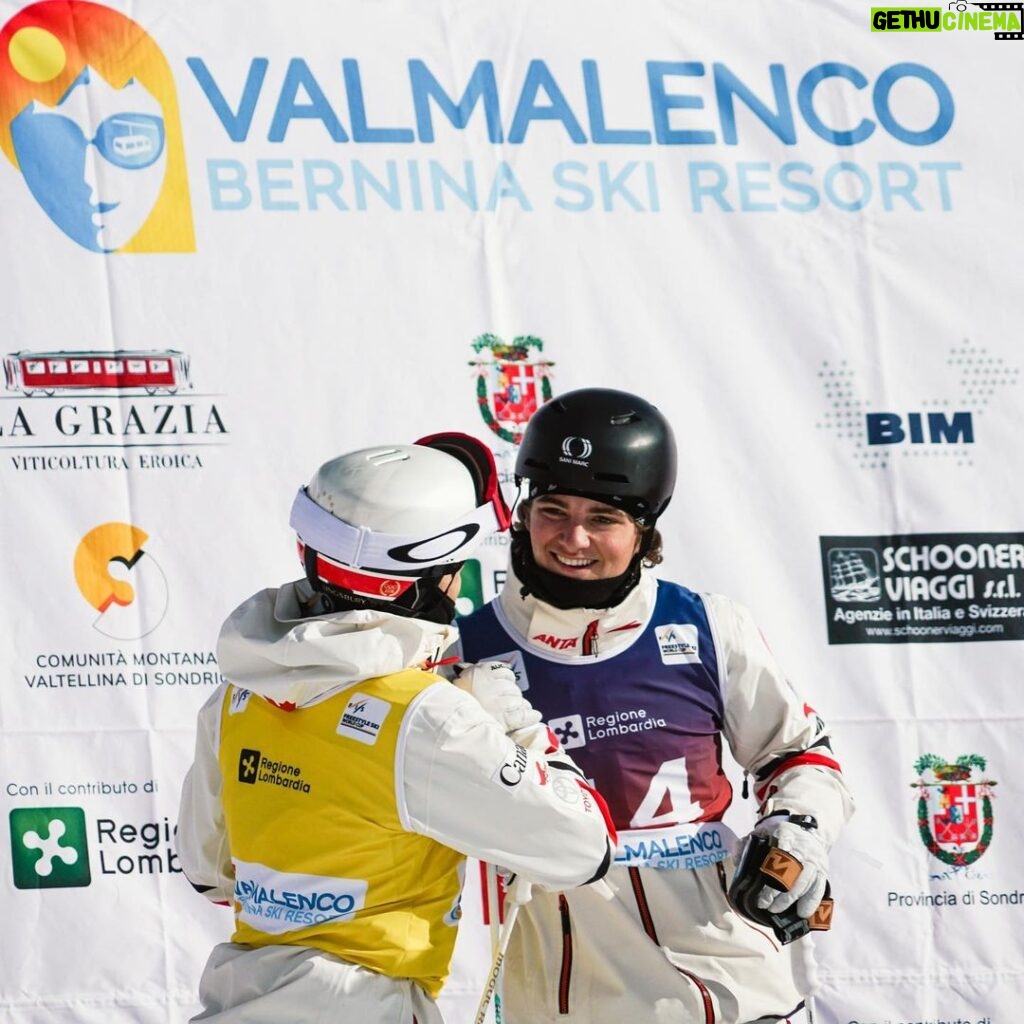 Mikaël Kingsbury Instagram - 🥈in Italy!! With this result I lock the Overall crystal globe🏆🤯 Félicitations @ju_viel pour ton premier podium!!!!! #Worldcup #italy Chiesa in Valmalenco
