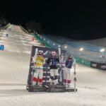 Mikaël Kingsbury Instagram - Despite a big crash in training before finals… I manage to finish on the podium🥈 with these two boss🔥 Duals saturday👊🏼 Deer Valley Ski Resort