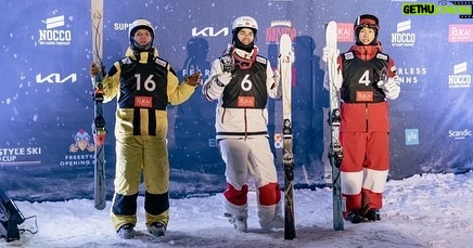 Mikaël Kingsbury Instagram - Redemption in Ruka🥇I missed this course last year… 9th win here, and we are back in yellow 😏💛📸 @fisfreestyle Ruka Ski Resort