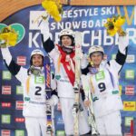 Mikaël Kingsbury Instagram - Its been a while Austria🇦🇹 Stoked to be back! Swipe➡️To a great memory from last time I was here 6 years ago, when we 🧹 the podium at the World Championship🥇🥈🥉 @philmarquis #KG Hintertuxer Gletscher