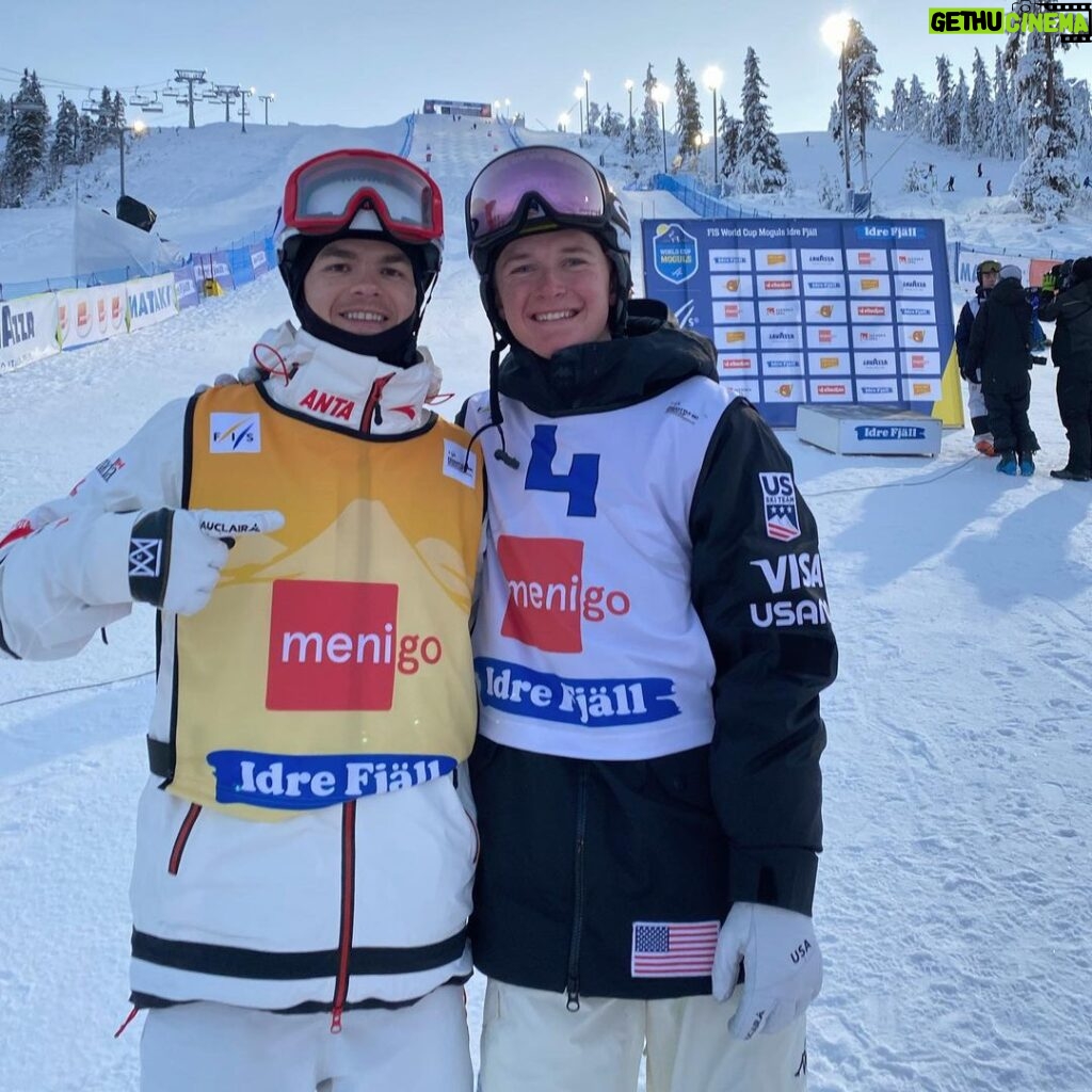 Mikaël Kingsbury Instagram - 2nd today in Sweden🇸🇪 Congrats to @nickpage.ski for your first World Cup win! Happy to share this moment with you and @walterwallberg 🙌🏼 Duals tomorrow LFG💨 Idre Fjäll Race Arena
