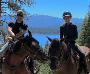 Mike Vogel Instagram - “Daddy, the only reason I want to go on this trip is for the horseback ride”. I had promised her a ride through the mountains.  My oldest is used to riding horses through the rolling pastures of Tennessee, but never the steep mountains of Idaho.  I’ll say this, parenting is tough, and there have been so many times during quarantine where I just want a break from my kids.... (I’m sure none of you have felt the same way). I have had to slap myself around and remind myself that I will never ever be given this gift again, in my life.  A time where life slows down enough that I am forced to connect and spend quality time with them, and the business of life is pushed to the side.  There are no pressing engagements.  The world has slowed down.  This goes against my driven nature, but I am thankful for the opportunity to watch them grow.  And man, looking at this picture, it happens FAST.  So thankful for @yahoocorrals and Sky Wilson for taking us on trail ride through her private slice of Idaho.  If you’re in McCall, look her up.  You won’t regret it.  It’s all Cassy still talks about.  #getoutthere #idahostillsucks #slowdown #horsesarebetterthanpeople