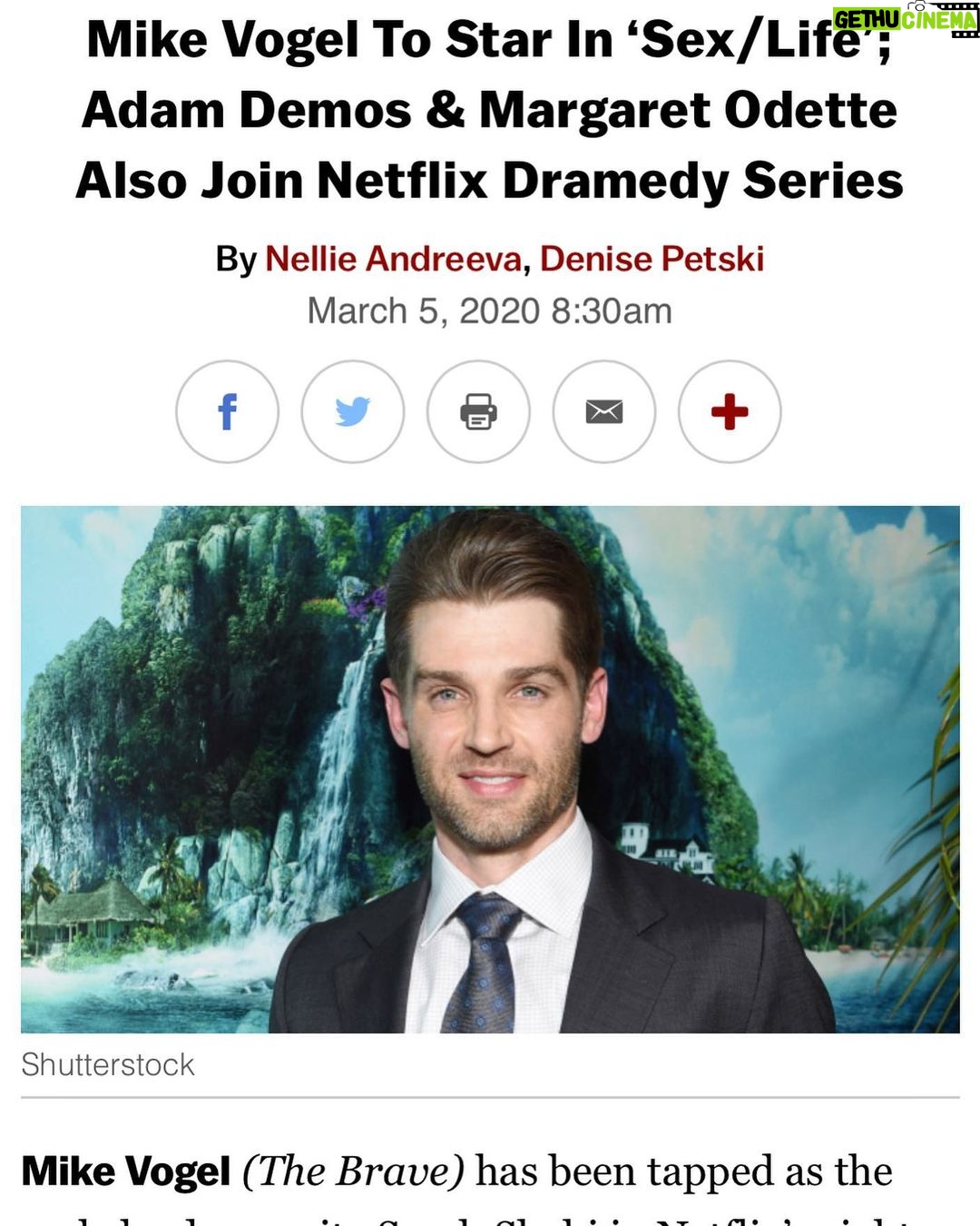 Mike Vogel - 10.4K Likes - So excited to bring this story to life. What a fantastic group of actors and creators. Important, timely subject matter. @sarahshahi @adam_demos @littleruke @netflix @sexlife