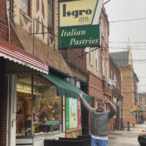 Mike Vogel Instagram - So, back up in Philly for the Eagles/Giants game tonight (go 🦅!). The big galoot taking the picture (in the mirror) is my buddy, former Eagles defensive lineman, @paulgrasmanis .  I decided to take Paul to one of the oldest Italian bakeries in Philly, @isgro_pastries .  We met Gus, the owner who we talked with for almost thirty minutes about the eagles and his experience making pastries for the pope, etc.  I miss and love this city so much! But more importantly, I told Gus how much we need a bakery like his in Nashville.  I would appreciate it if y’all would chime in and tell Gus that it’s time to open @isgro_pastries - Nashville! 😎. @philadelphiaeagles #gobirds🦅 #italia #eatmorepastries