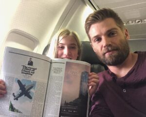 Mike Vogel Instagram - Taking the oldest terror with me to NYC to do press at the #macysdayparade for @nbcthebrave she opened the @americanair magazine on the flight and found daddy’s article.  Pretty cool.  Tune in to the parade tomorrow and watch us!