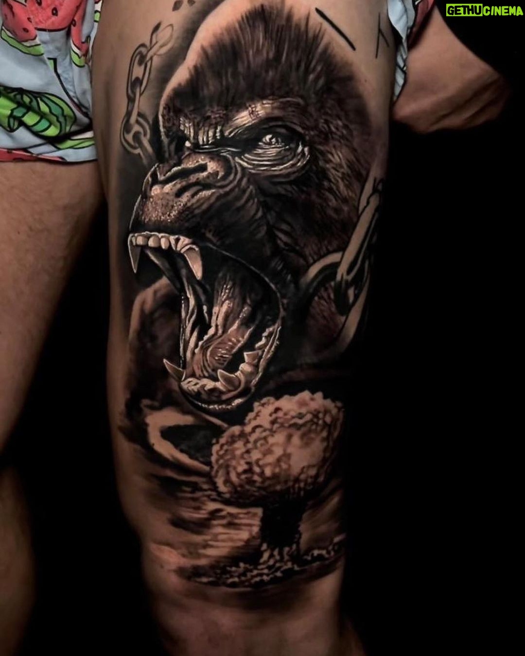 Miloš Petrášek Instagram - Prozdělaná nohavice s ministrem🤘 🦍🍉 @milos_petrasek Working with: @fkirons @stencilstuff @hustlebutterdeluxe @intenzetattooink @kwadron #tattoo #inked #inkedboy #tats #realistic #realistic_arts #realistictattoo #realisticink #realism #realismtattoo #blackandwhite #blackandgrey #blackandgreyink #drawing #draw #armtattoo #prague #sleevetattoo #gorila #mma #animal Ariink