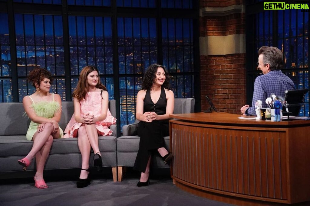Mitra Jouhari Instagram - Three Busy Debras were on Late Night with Seth Meyers last night!!!!!!!! We had SO MUCH FUN. Also I interned on Late Night with Seth Meyers 7 years ago (the same time I met Sandy and Alyssa and we started Debras) so this was a really overwhelming full circle moment. I’m soOO corny but it really was SO CRAZY!!!! Thank you so much to @kirinstagram for makeup, @matthewmonzon for hair, @lindseyhartman for styling (along w Gabi whose handle I do not have), @mondomondo for lending us cutie jewelry, @oliviagerke for managing my 4 hour long meltdown when my plane went down for an emergency landing AND my pants split in half right before going on TV, and to all my friends for showing up and supporting me!!!! I was so fucking happy yesterday and I feel grateful I got to enjoy the good thing as it was actually happening. First photo (and maybe intern photo??) by @lloydbishop/NBC ❤❤❤❤