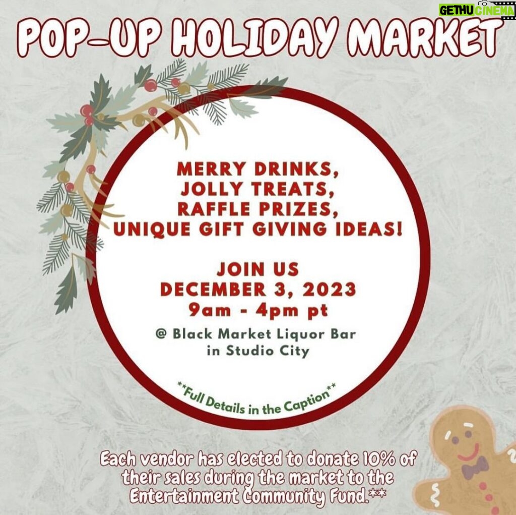 Mo Collins Instagram - Are you local to Studio City? Come to our Holiday Market! 10% goes to benefit @alifeinthearts Lots of great vendors! You just might recognize a few faces! I’ll be selling hand painted ornaments, miniatures and limited edition signed prints from @mocollinsart ❤️ It’s the giving season!! Come join the fun! @queenstrunk @willsimmsmusic @bradysbakery @farringtonamy @pallavisastry @karendavidofficial @rydencarl #holidaymarket #artisans #blackmarketliquorbar