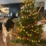 Mo Collins Instagram - Easy to be Merry, and get into the spirit of the Holidays with our beautiful friends at Karen and Carl’s. Tree is DECORATED!!! I hope you find time to soak in some goodness with friends and family over the next couple months. ❤️ #treedecorating #friends #holidayparty