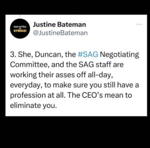 Mo Collins Instagram - Gotta stay united on this. AI would swallow our profession. It’s what these bloodsuckers want. Stay strong, y’all ❤️💪🏻 #sagaftrastrong #sagaftrastrike