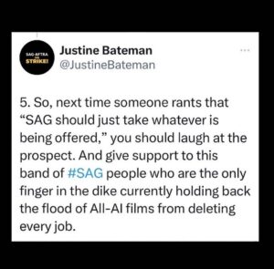 Mo Collins Instagram - Gotta stay united on this. AI would swallow our profession. It’s what these bloodsuckers want. Stay strong, y’all ❤️💪🏻 #sagaftrastrong #sagaftrastrike