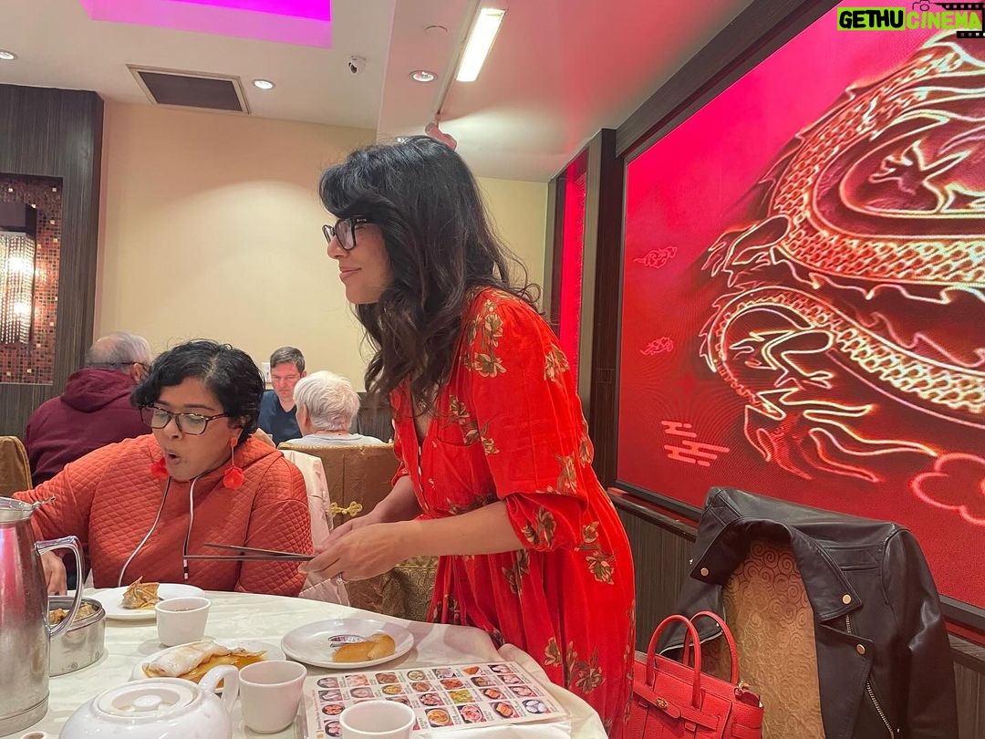 Mo Collins Instagram - Celebrating the Chinese Lunar New Year with my pals! Thank you, Karen, for sharing your culture with us today. What a treat!! ❤️ #chinesenewyear #dimsum