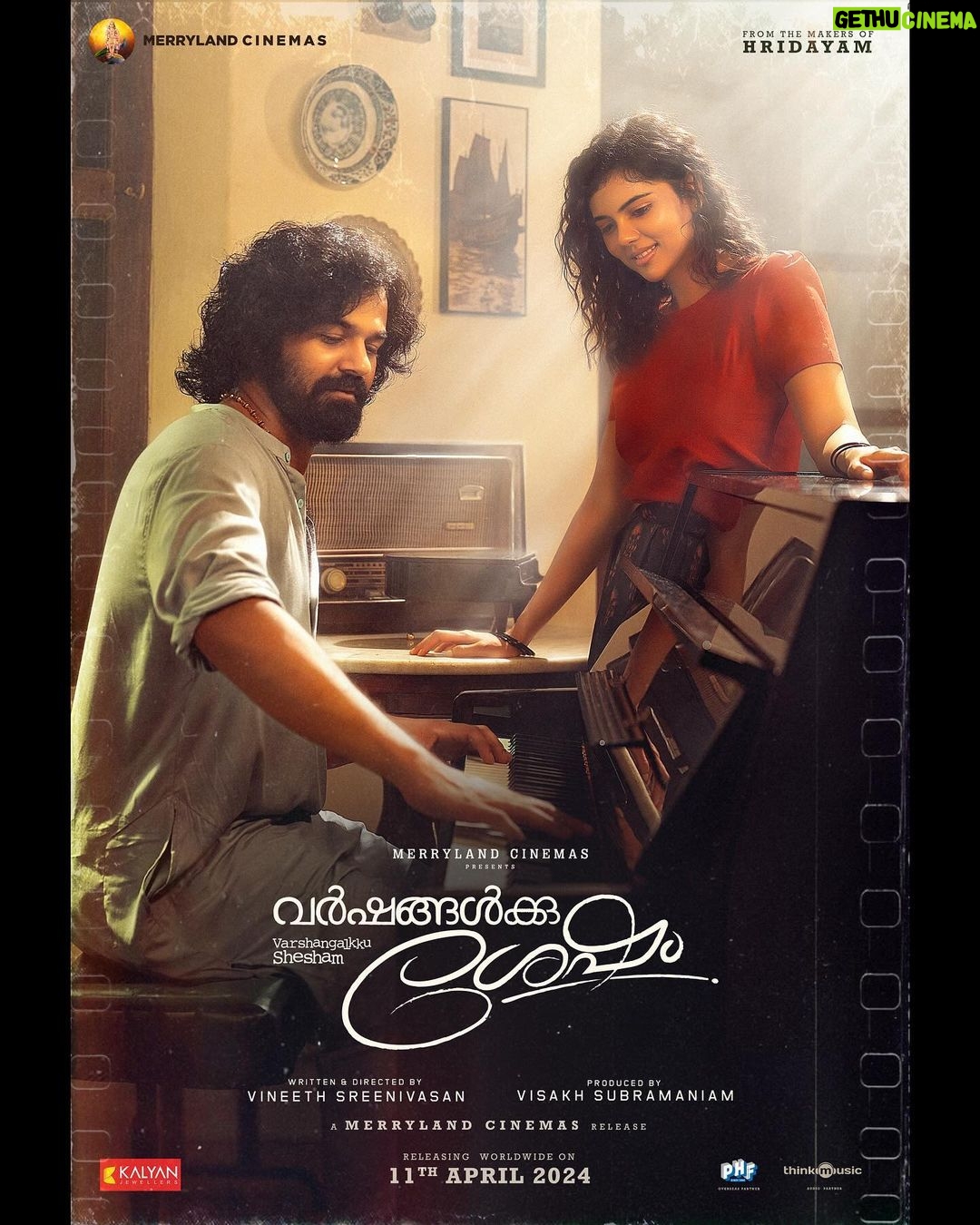 Mohanlal Instagram - Presenting @pranavmohanlal & @kalyanipriyadarshan in #varshangalkkushesham Directed by @vineeth84 Produced by @visakhsubramaniam @Varshangalkkushesham Releasing worldwide on 11thApril2024 through @cinemasmerryland