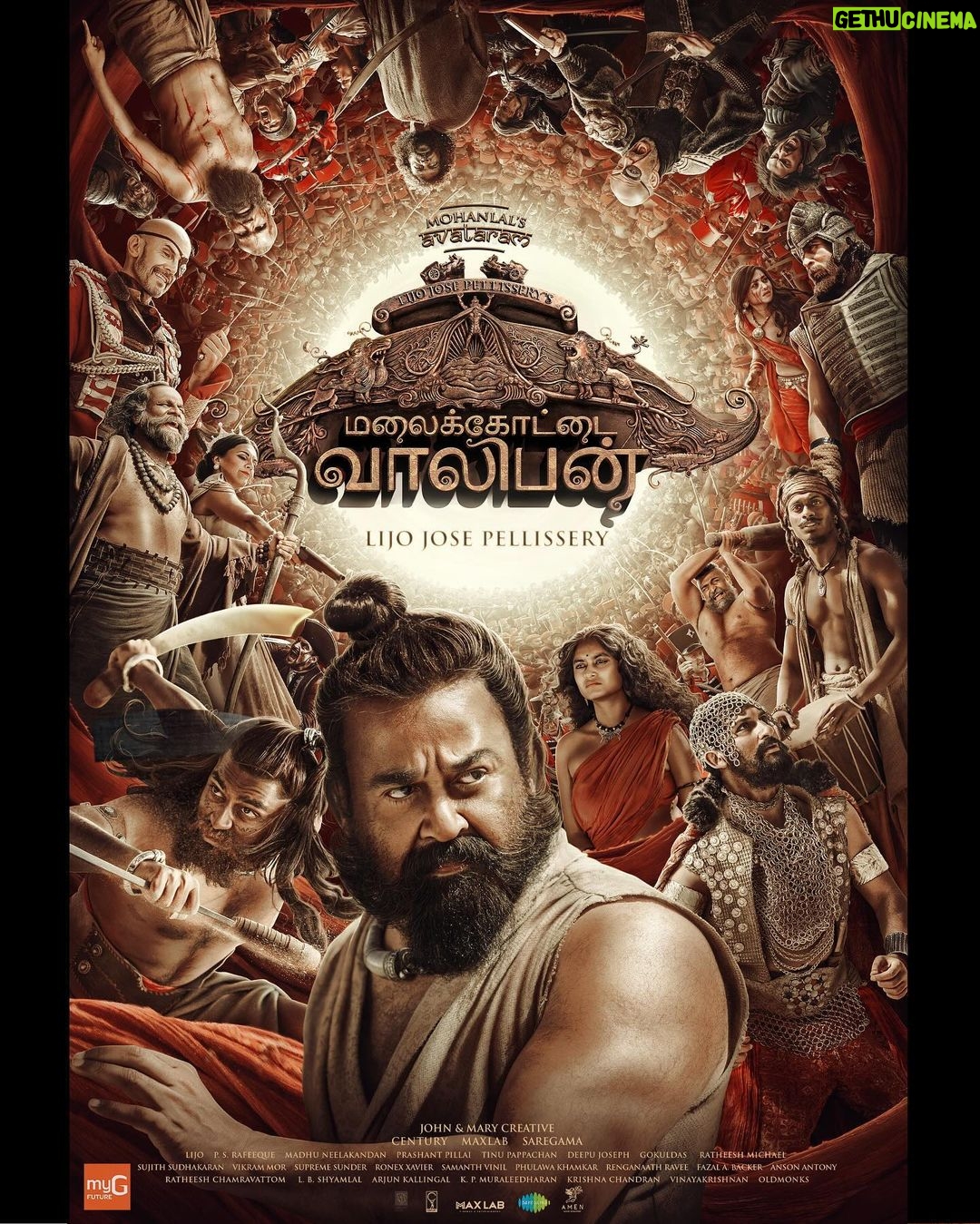 Mohanlal Instagram - #MalaikottaiVaaliban official poster #VaalibanVaraar #VaalibanOnJan25 @lijo_lebowski @shibu_babyjohn @achubjohn @madhuneelakandan #HareeshPeradi @tinu_pappachan @vikrammehra30 @sonalee18588 @danishsait @katha_nandi @johnandmary.creative @centuryfilms.in #maxlab @yoodleefilms @saregama_official @deepujosephmundakkal @manoj__moses @saregamamalayalam @oldmonksdesign @itssujithsudhakaran
