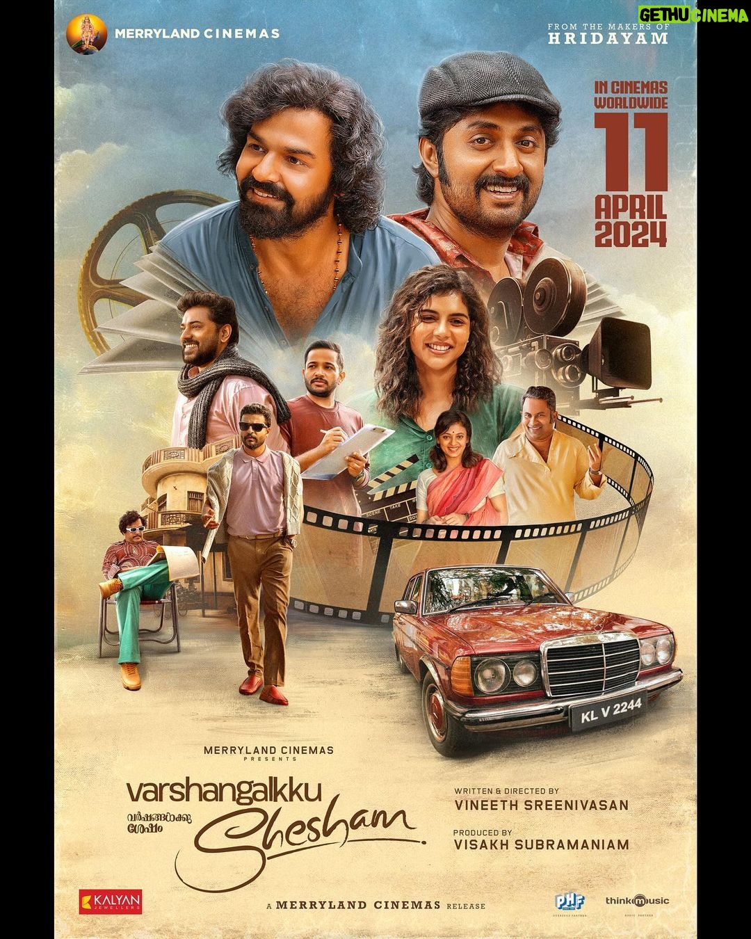 Mohanlal Instagram - Happy to launch the teaser & release date of the much awaited malayalam film @varshangalkkushesham Varshangalkku Shesham Releasing worldwide on 11thApril2024 through @cinemasmerryland . Directed by @vineeth84 Produced by @visakhsubramaniam Strng: @Pranavmohanlal @dhyansreenivasan @kalyanipriyadarshan @nivinpauly @ajuvarghese @basiljoseph @neerajmadhav @shaanrahman @neetha.pillai MarketingPartner : @rameshkalyanaraman @kalyanjewellers_official Audio partner : @thinkmusicofficial Overseas Partner : @pharsfilm @golchin_pharsfilm