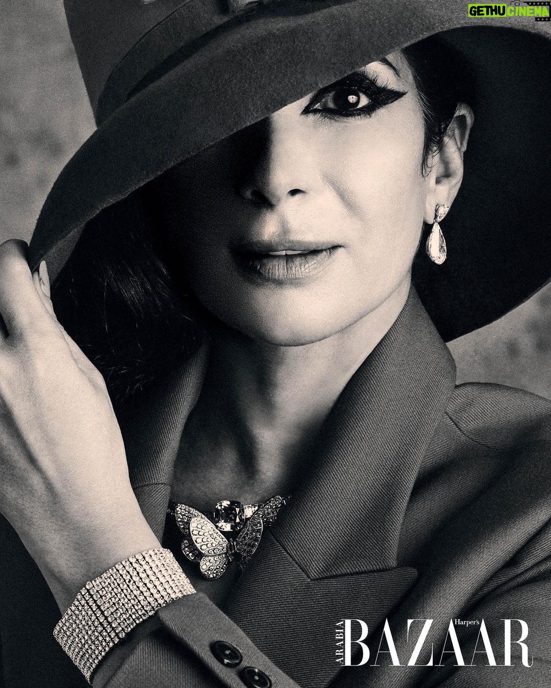Mona Zaki Instagram - My latest cover with @harpersbazaararabia Thanks to everyone behind this amazing shoot 🙏♥️ Editor in Chief: @oliviaphillipsbazaar Photography: @greg.adamski Fashion Director: @anna_castan Jewellery: @tiffanyandco Blazer: @monotofficial @thatconceptstore Hat: @ara.lumiere Producer: @jvora Studio Manager: @ines_guendouz Market Editor: @nourbozz Art Director: @oyanezwork Make-Up: @manuelgomezl_ Hair: @rafifazaa Talent Managment: @ginger__tm