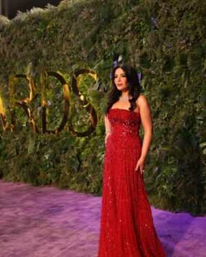 Mona Zaki Instagram - Had the pleasure to be part of this exceptional night, sharing it with great artists from around the world @joyawards.official. Congratulations to all the nominees and awarded winners. 

It truly was  a magical night ✨

Thanks to the team behind my look ♥️♥️

Stylist: @cedrichaddad 
Dress: @eliesaabworld 
Jewelry: @roberto_coin & @flarepr 
Photo Credits: @hala.mja 
Photo credits : @soma_photography19 
Makeup: @ayaabdelhamid 
Hair: @georgeselmendelek