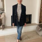 Monika Gruber Instagram - Mal wieder ein Ringelshirt im Einsatz (HUGO) zum Blazer von Blazé Milano, Jeans True Religion, Schuhe von TODS. Gaaanz wichtig: Roter Lippenstift für die gute Laune!🙃 #werbung #unbezahltewerbung #anzeige #monikagruber #hugoboss #truereligion #blazemilano #tods #ootd #ootw Munich, Germany