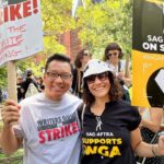 Monique Gabriela Curnen Instagram - We gathered to make our voices heard at NYC City Hall! So great to join forces with the lovely @dereknguyenwinsituation my brother from our sister union. 🖤❤️ NYC elected officials, @officialfrandrescher and @sagaftra @wgaeast showing what solidarity means #unionstrong #union #sagaftrastrong #wgastrong