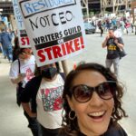 Monique Gabriela Curnen Instagram - Making our voices heard in NYC today with @writersguildwest @wgaeast @wgawest @wgaunity @sagaftra #unionstrong #respectwriters #livingwage #fairpay #shareprofits