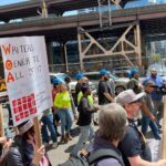 Monique Gabriela Curnen Instagram - Making our voices heard in NYC today with @writersguildwest @wgaeast @wgawest @wgaunity @sagaftra #unionstrong #respectwriters #livingwage #fairpay #shareprofits