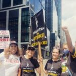 Monique Gabriela Curnen Instagram - We are #sagaftrastrong and #WGAStrong ! Shout out to the @wgaeast @wgawest & @sagaftra family who gathered today to make our voices heard. #SAGAFTRAstrike #wgastrike #labor #laborunites #unionstrong #newyork #livingwage