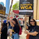 Monique Gabriela Curnen Instagram - Making our voices heard in NYC today with @writersguildwest @wgaeast @wgawest @wgaunity @sagaftra #unionstrong #respectwriters #livingwage #fairpay #shareprofits