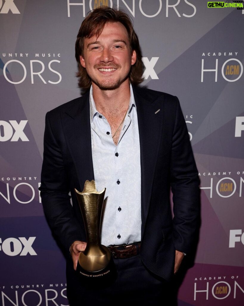 Morgan Wallen Instagram - Proud to have accepted the ACM Honors Milestone Award last night. And very proud to do it with my country a$$ friends right beside me.