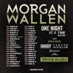Morgan Wallen Instagram - One Night At A Time World Tour – Verified Fan Presale 12/7 2023 is gonna be a special year… I got a lot in store for y’all and thought we’d start with this… make sure you head to my website morganwallen.com to sign up for verified fan to get your unique code for the pre-sale on Wed 12/7. VIP Packages will be available. Verified Fan Pre-sale –– Wednesday 12/7 (US & Canada Only) *times vary per market Fan Club Pre-sale –– Wednesday 12/7 (Australia & New Zealand Only) *times vary per market Public on sale –– Friday 12/9 *times vary per market Ready for y’all to hear what we’ve been working on so I’m dropping a few songs at midnight eastern time tonight. One Thing At A Time Tennessee Fan Days That End In Why The World