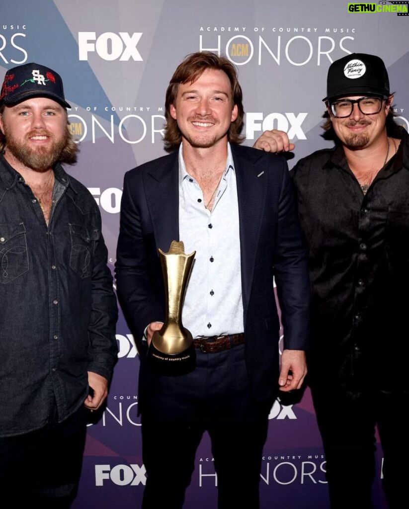 Morgan Wallen Instagram - Proud to have accepted the ACM Honors Milestone Award last night. And very proud to do it with my country a$$ friends right beside me.