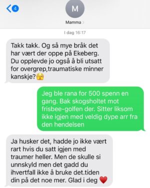 Morten Ramm Instagram - Om det ikke allerede var nok for meg med luka fra Wanda Mashadi og påfølgende straffebom på Ekebergsletta i dag, så tikker det jaggu inn en melding fra muttærn om at jeg har vært utsatt for overgrep på Norway Cup, og at jeg burde sitte igjen med traumer etter hendelsen. Greit nok det, men skulle det stoppe der. Neida, når den har lagt seg, da kommer fattærn rolig inn fra sia og gnir det inn med ørten poster om en fantastisk dag på banen med Erna Solberg, hvor Erna Solberg kunne melde om at farsan var helt ram på banen. Godt jeg har el-bil, eller så hadde det vært en voksen gutt med bilen sin på tomgang uti garasjen her i aften