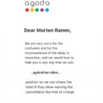 Morten Ramm Instagram - Fikk høre fra Agoda at det var en error i systemet deres, og de kunne fortelle meg at jeg dessverre ikke fikk akkurat det rommet jeg bestilte for sommerferien, men et mye mindre rom, som ikke hadde plass til hele familien. De sa det var en non refundable booking, så de 35.000kr er nok tapt, selv om feilen var hos Agoda, og selv om hotellet, som jeg ringte direkte, sa de kunne kansellere bestillingen. Har vært en del kontakt med Agoda, og etter å ha pratet med Pooja, Ally, Mustafa, Joed, Rani, Muhammed, Yap, Aiza, Thai, Ann, Jessie, Amiga Pearl og Nick på mail, var de nå klare for å yte service, og chase ned hotellet for å få svar, for å kunne yte maks for kunden. Det måtte de ha hjelp til. Av meg.