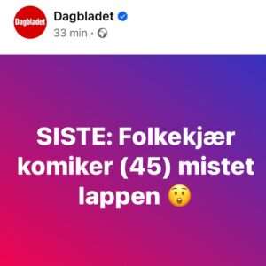 Morten Ramm Instagram - Til alle dere der ute som driver med humor, og ikke helt føler at dere lager det folket vil ha, og kanskje får litt tyn og kommentarer her og der, så er det bare én ting som gjelder, og det er å bite tenna sammen, hold på i 10 år til, så blir du folkekjær til slutt. 
Når det er sagt, så vil jeg i den anledning rette en takk til Dagbladet. Har blitt kalt mye greier opp gjennom av folk og anmeldere i avisene, men aldri folkekjær. Det varmer. God jul!