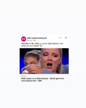 Morten Ramm Instagram - Jeg har ikke sett på Stjernekamp, og følger ikke helt med der, men det jeg veit, det er at når det skal skrives saker hvor det er en mulighet at du spoiler for mye, så gir du gjerne en heads-up om at denne teksten kan røpe visse utfall, så ikke les om du skal se showet, men her tenker Nrk annerledes enn sine konkurrenter. Der er det «Røpealarm 📣!» der også, men de går rett på med røpen, både oppe og nede der, så det skal være kul umulig for folk å ikke få med seg at Melis er ute konkurransen ved aller første øyekast. Jeg synes det egentlig var like greit jeg også. Lagde noen egne saker til FB-ansvarlig hos NRK, så slipper hun/han/hen å gjøre det sjøl