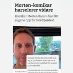 Morten Ramm Instagram – Samma det vel, om det blir laget sak om at jeg harselerte med at Fjordablad lagde sak om at jeg harselerte med besøket til Brad Pitt som var nyfiken på litt vikinghistorie fra Nordfjoreid på opplevelsessenteret Sagastad. Men hyggelig å fylle litt spalteplass, og det er ikke lett nå som hele Hallingdal ligger under vann. Hard konkurranse om dagen, men samma det.
